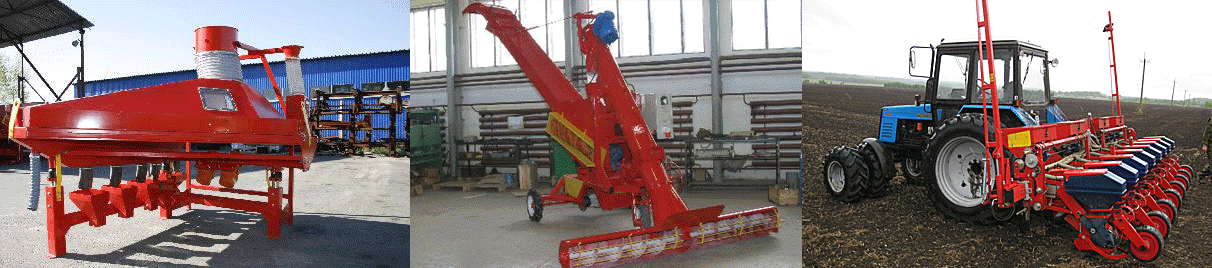 Machines for all kinds of grain cleaning, grain-throwers and loaders, bucket elevators